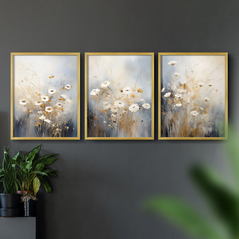 Étude florale série Cxx - ensemble de 3 estampes giclées encadrées - prêt à