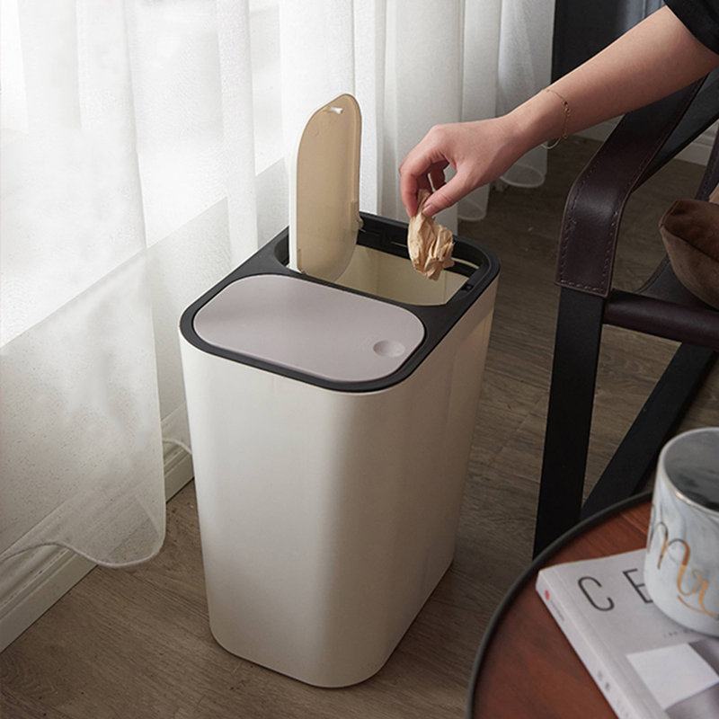 Bock Plastic Swing Top Multi-Compartment Rubbish & Recycling Bin - 12L, Grey