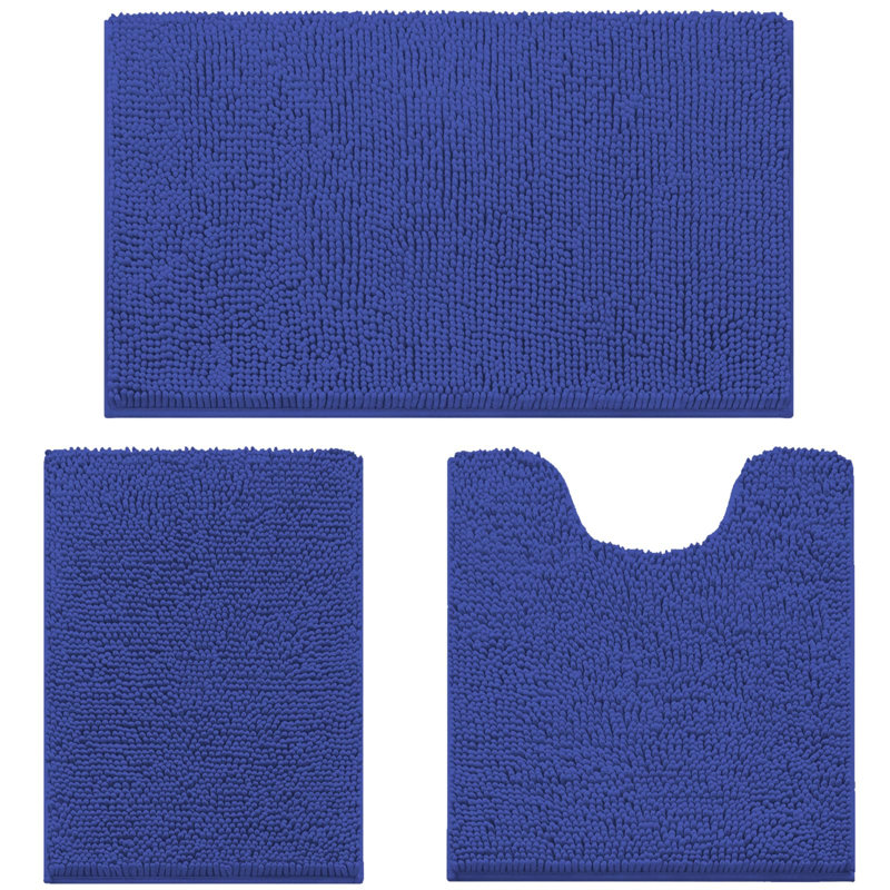 Rigg Chenille Non-Slip Bath Rug, Blue