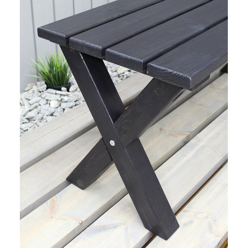 Gaynelle Solid Wood Pine Outdoor Bench, Dark Coffee