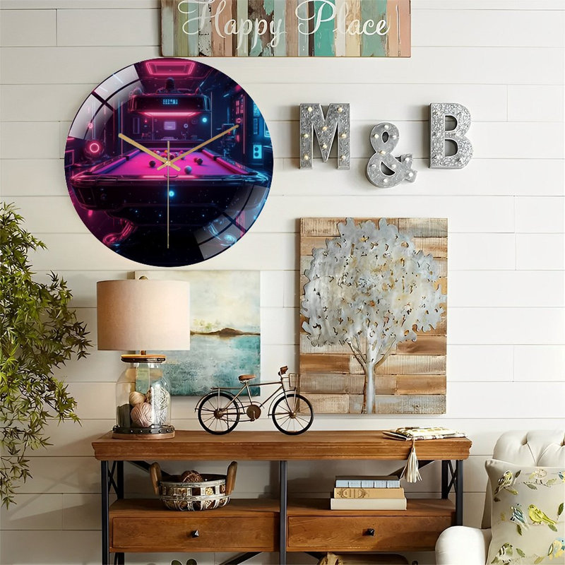 Horloge murale rétro en verre 12 po