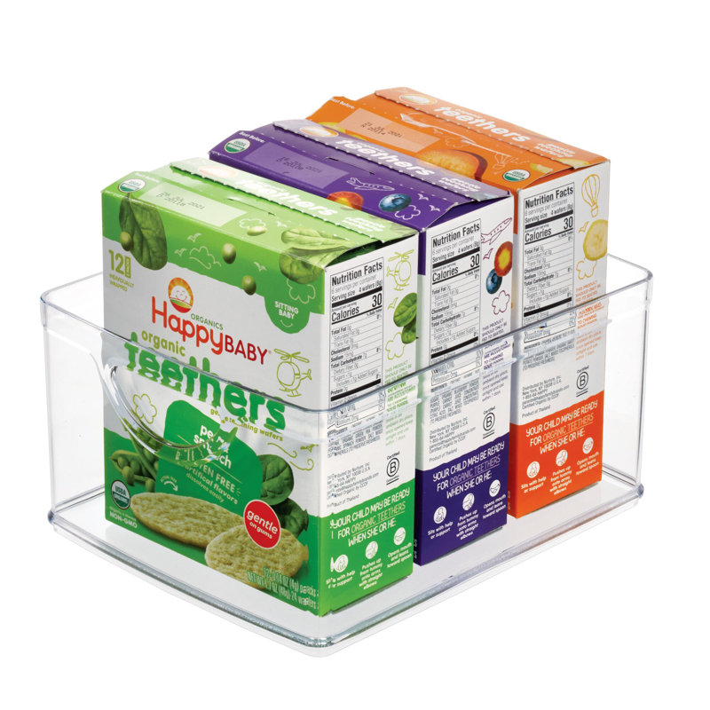 iDesign Linus Recycled Plastic Stackable Kitchen Storage Bin with Integrated Handles, Clear
