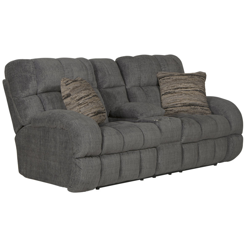 Annaliisa 86'' Upholstered Reclining Loveseat, Gray Polyester, Manual
