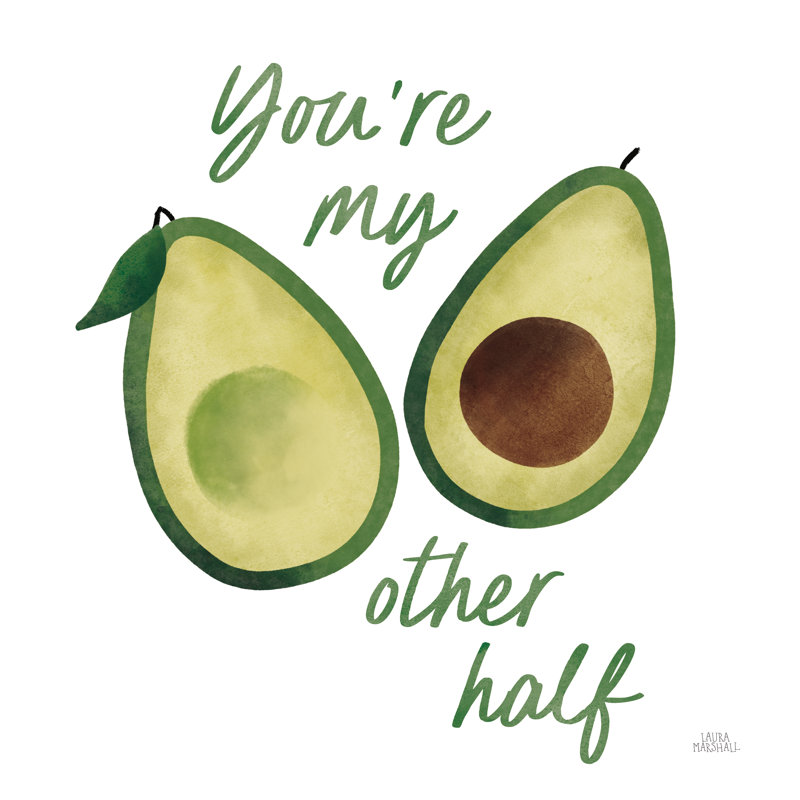 «Avo Party I» par Laura Marshall, reproduction sur toile tendue, H 36 po x l 36 po, Imprimé à cadre argenté, Non