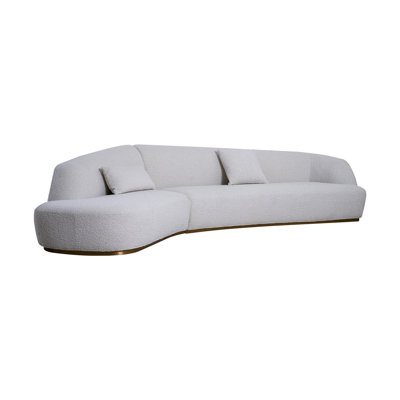 Kendall Modern Boucle Fabric Sectional Sofa with Throw Pillows