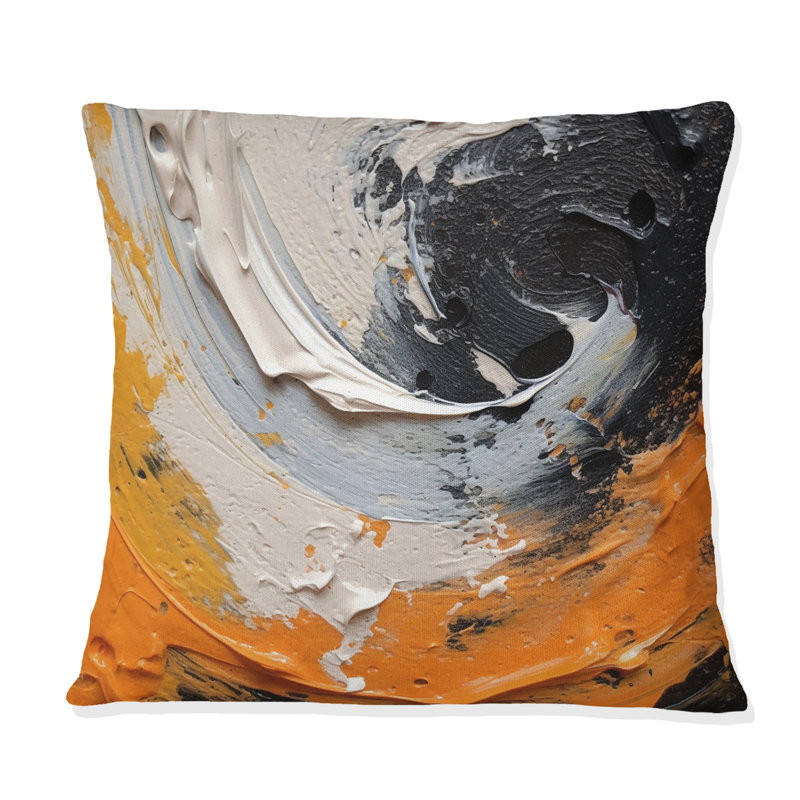Coussin orange et noir Mystic Spirals II - Abstract Spirals