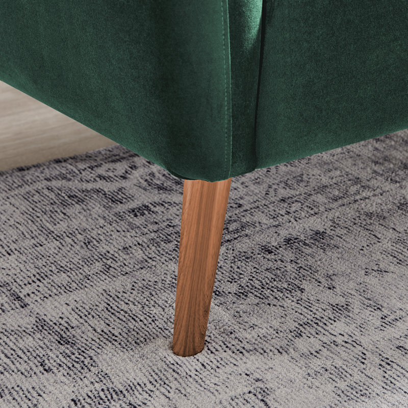 Tolly Seater Sofa Modern Deco Design - Soft Touch Luxury Velvet Retro Accent Chair In a Box, Green Velvet, 3