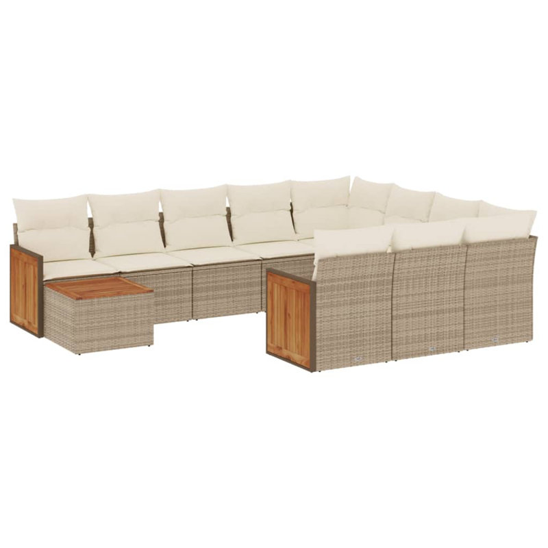 Vidaxl Garden Sofa Set, Cream Cushion/Beige Frame