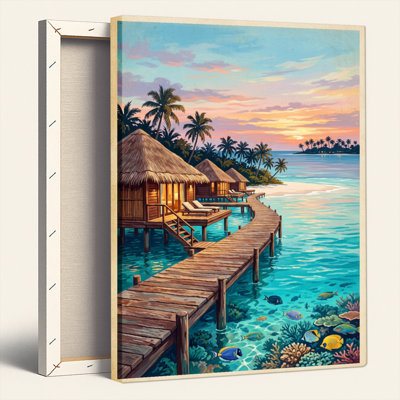 Art mural sur toile Gallery Wrap pour le salon, la chambre à coucher, le bureau ou le vestibule - Décoration murale décorative avec paradis tropical