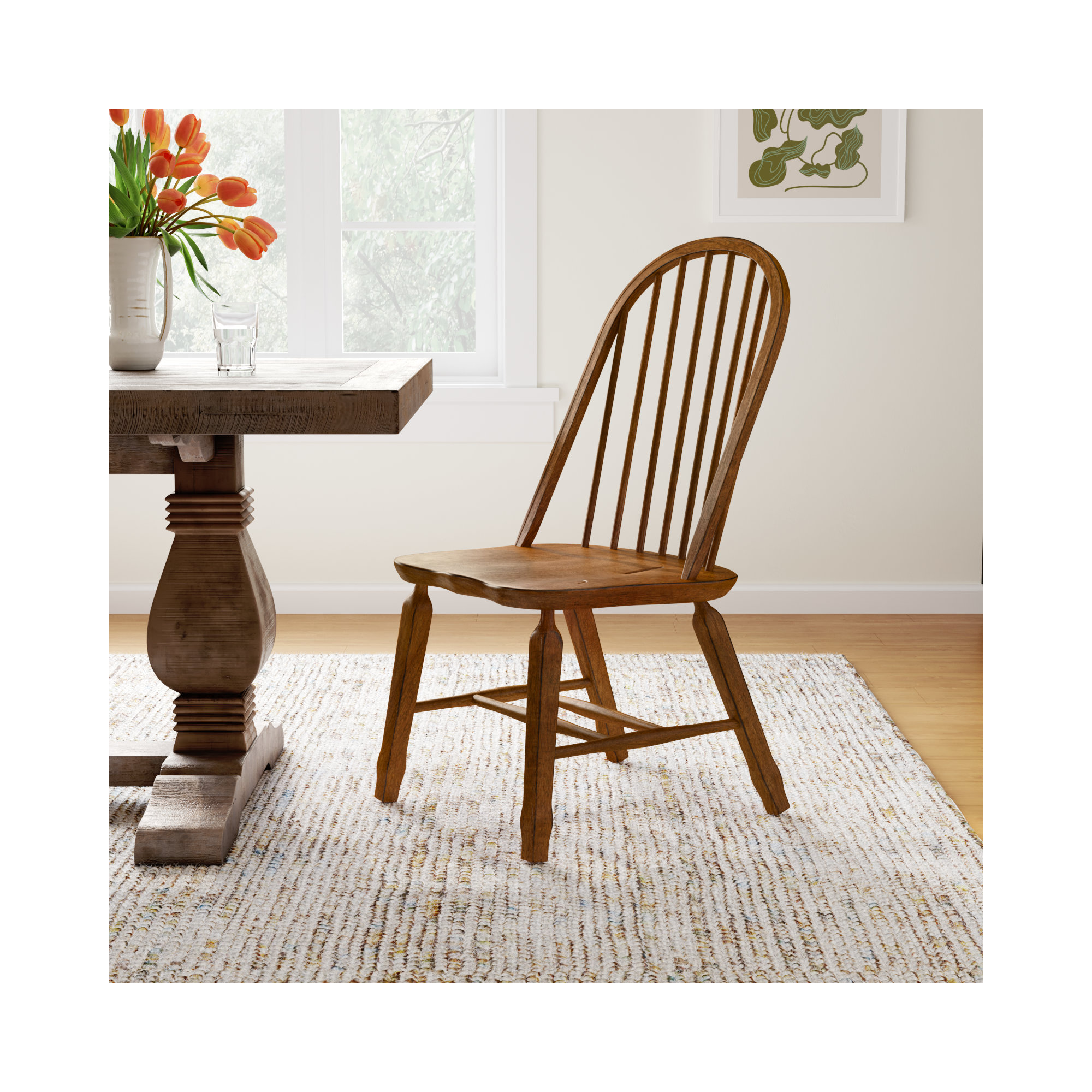 Makira Windsor Chair, Rustic Oak