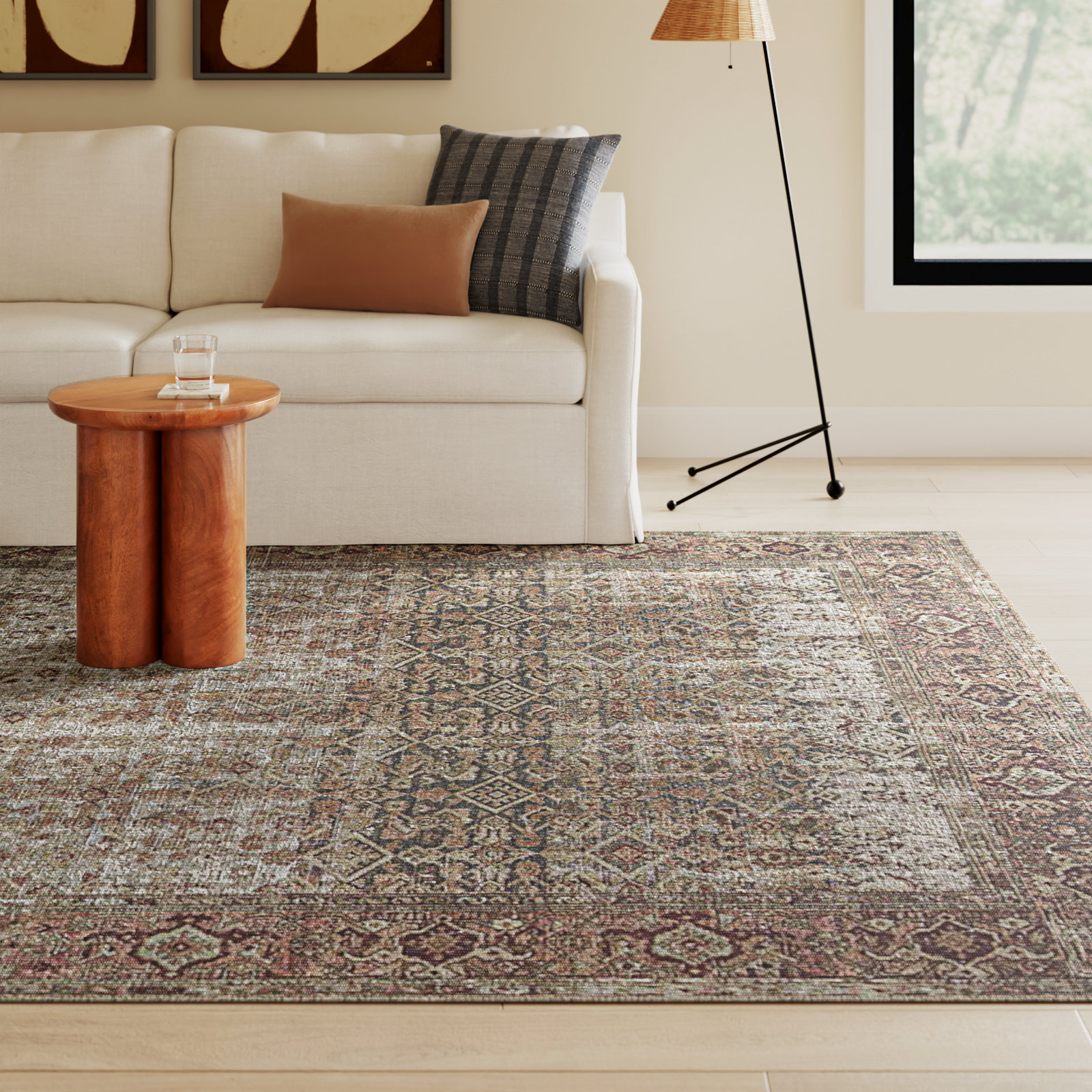 Georgie Oriental Moss/Salmon Area Rug, Rectangle 8'4" x 11'6"
