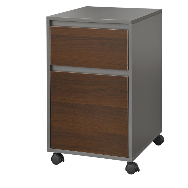 15.5 " Wide 2 Vertical Filing Cabinet, Gray/Brown
