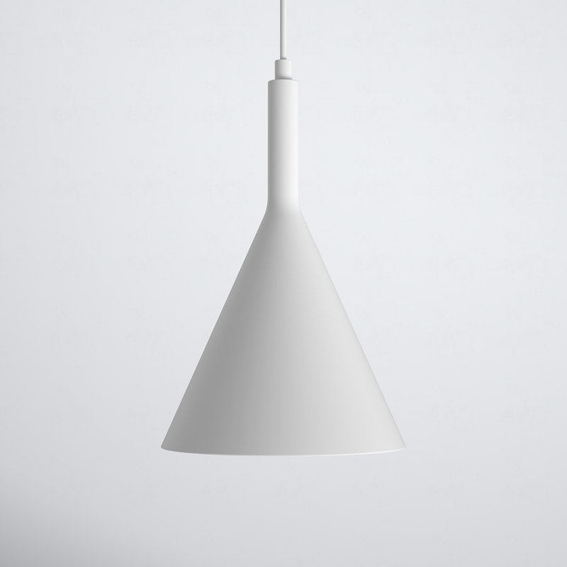Laroche 1-Light Dimmable Dome Pendant with Adjustable Height, 13.29" H x 7.75" W x 7.75" D, Matte White