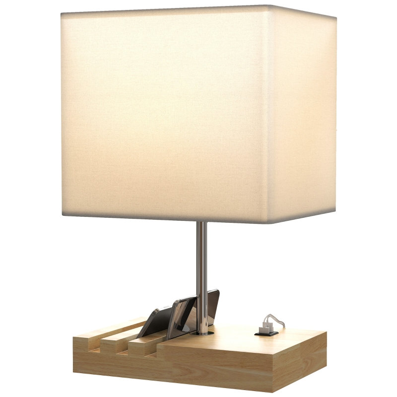 Solid Wood Table Lamp, White
