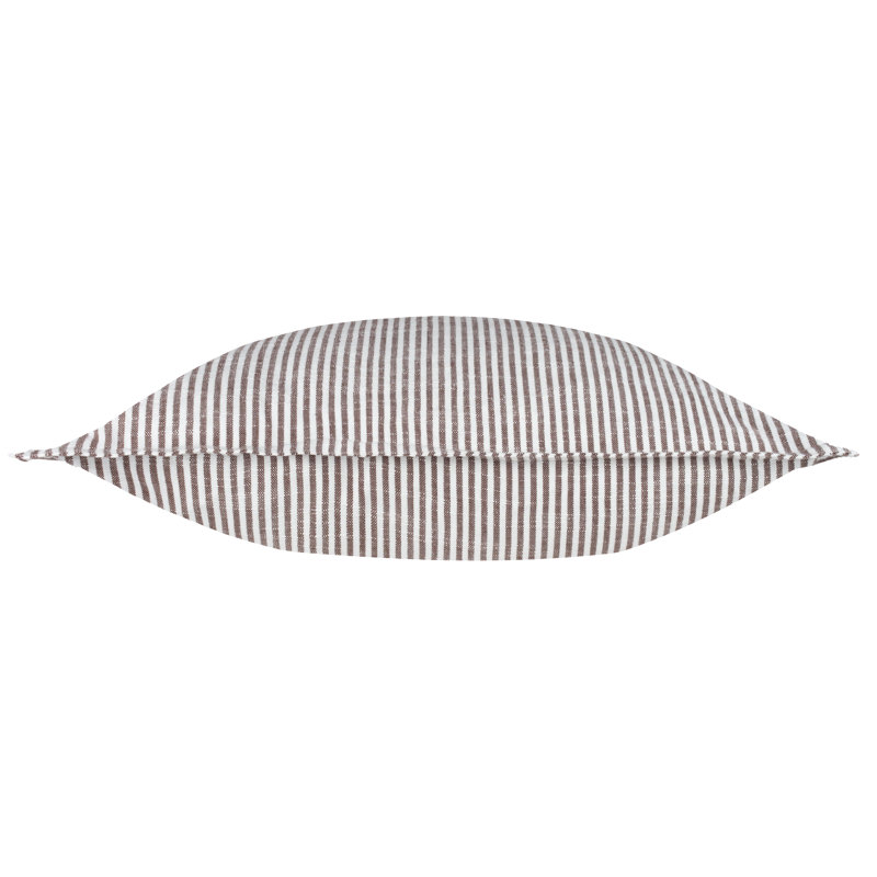 Truro Stripe Striped Square Cushion, Brown, Feather
