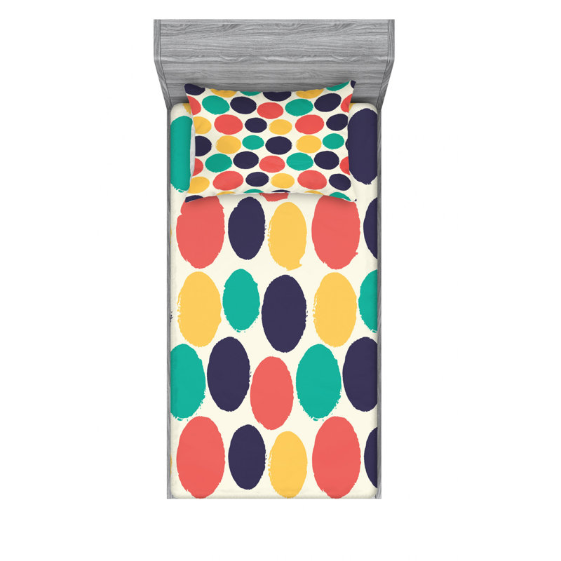 Microfiber Polka Dots Sheet Set, Twin XL Sheet Set with Fitted Sheet