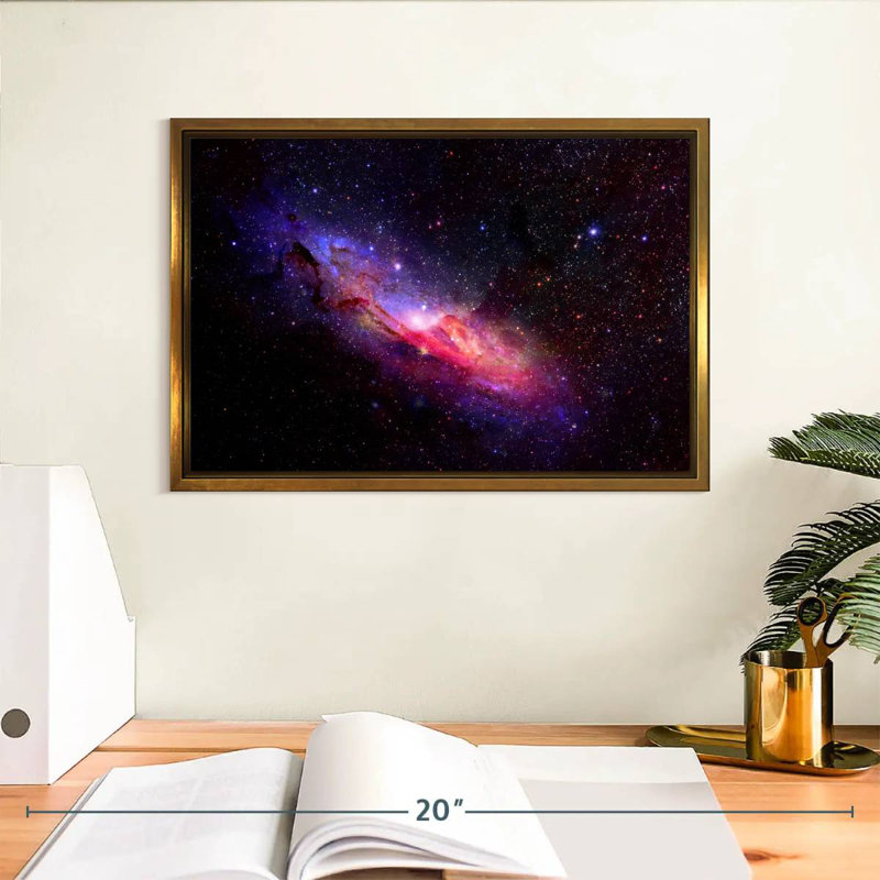 Galaxie dans l'espace, Cadre flottant doré, 13 po x 9 po