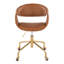 Chaise de travail en métal doré et similicuir brun clair-873416845
