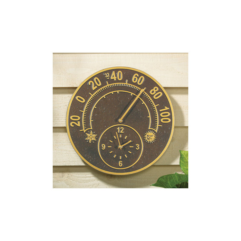 Solstice Thermometer Clock, Gold
