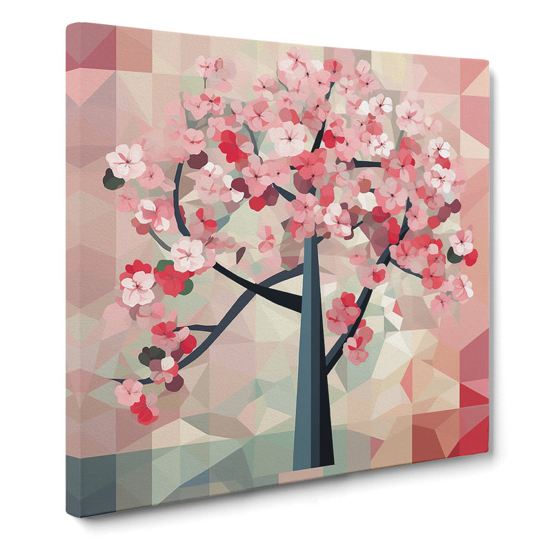 Cherry Blossom Tree Constructivism - Print, 50cm H x 50cm W x 3cm D