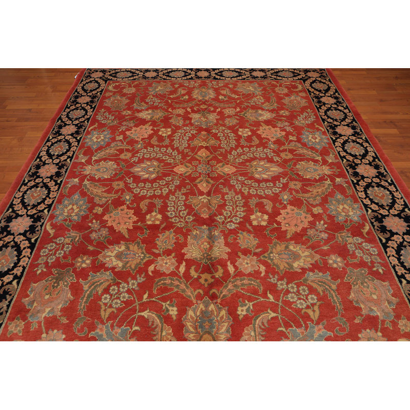 Tapis en laine orange/noir 7 pi 10 po x 10 pi 4 po one-of-kind à la main noué la Ellerbee
