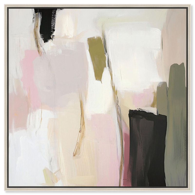 «Dynamic Color I», art abstrait neutre par Art Remedy, H 13 po x l 13 po, Noir, Cadre flottant