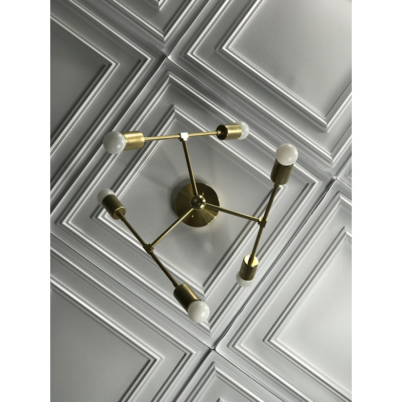 Mylene 6 - Light Dimmable Sputnik Modern Linear Chandelier, Raw Brass