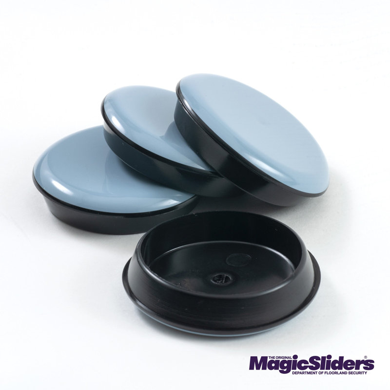 Magic Sliders - Paquet de 4 disques coulissants adhésifs en polymère gris de 2,38 po