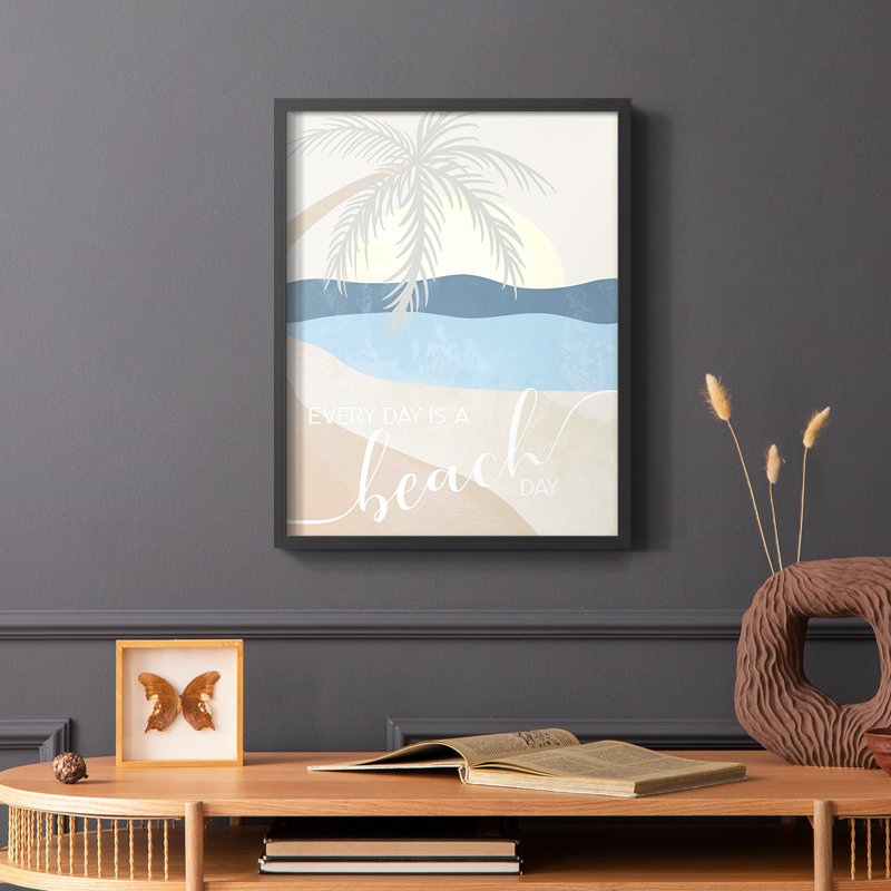 Beach Day Framed Print - Solid Wood, Black, 28" H x 22" W