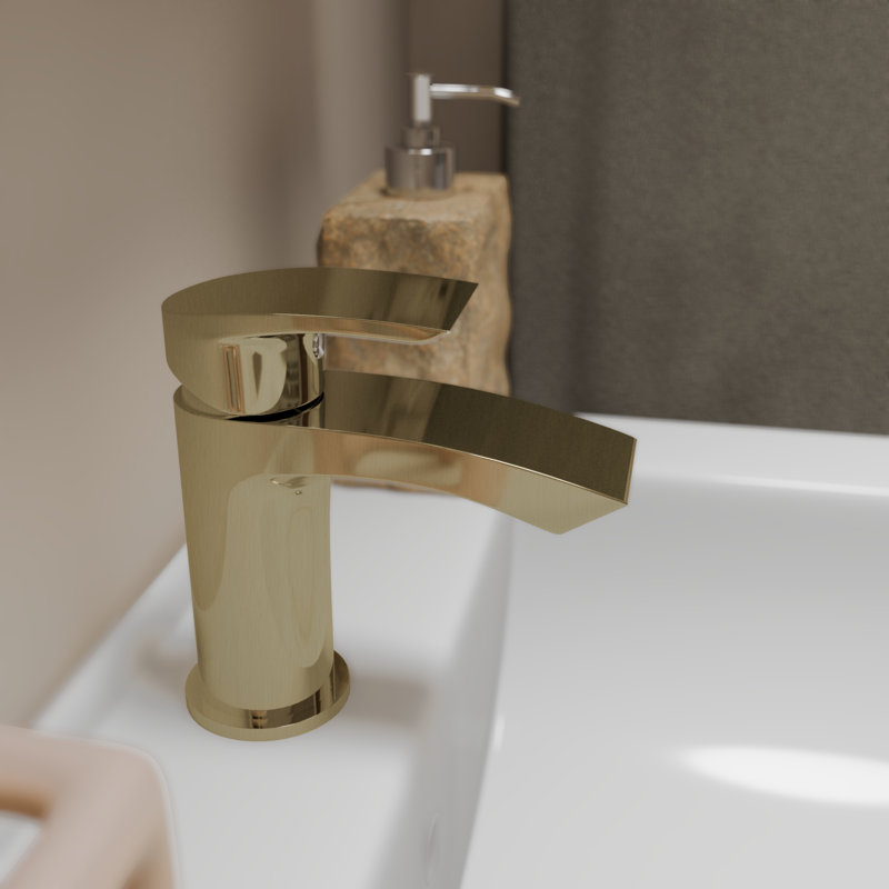 Carter Mono Basin Mixer Tap with Waste, Brushed Brass