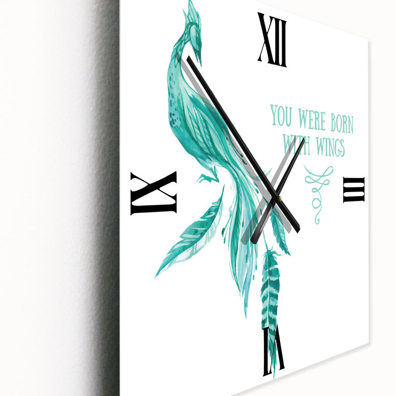 Horloge murale Mystic Mint Bird You Were Born with Wings, Moyen