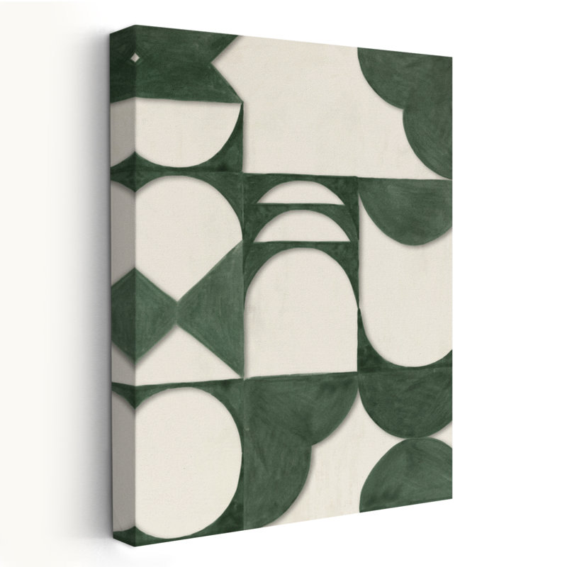 Verts structurés et calme géométrique - Art abstrait géométrique contemporain, H 60 po x l 40 po