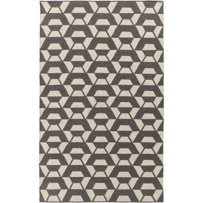 Tapis géométrique en laine / coton touffeté à la main brun / beige