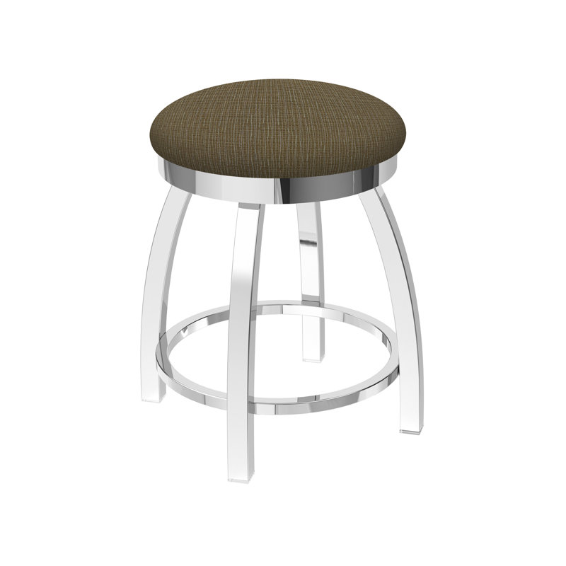 802 Misha Swivel Vanity Stool with Upholstered Seat, Chrome, Fabric-Graph Cork