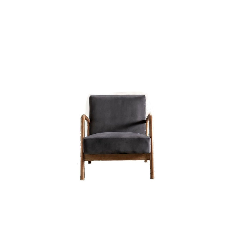Fauteuil d'appoint à cadre ouvert avec coussins moelleux et tissu velours Classic Mid Century Modern, Gris