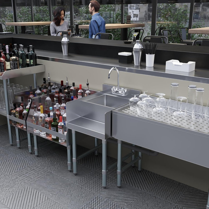 Station de mélange en acier inoxydable Express KitchQuip de 22 po x P 18 po, certifiée NSF, L 22 po x P 18 po