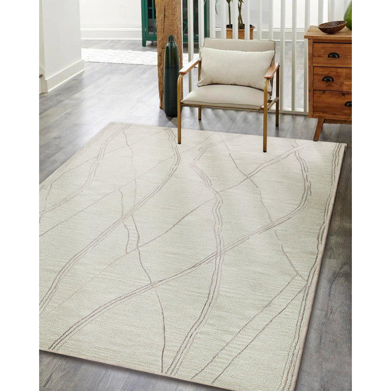 Exquisite Rugs Tangiers Handmade Hand-Tufted New Zealand Wool On Canvas Ivory/Beige Area Rug, Rectangle 8' x 10'