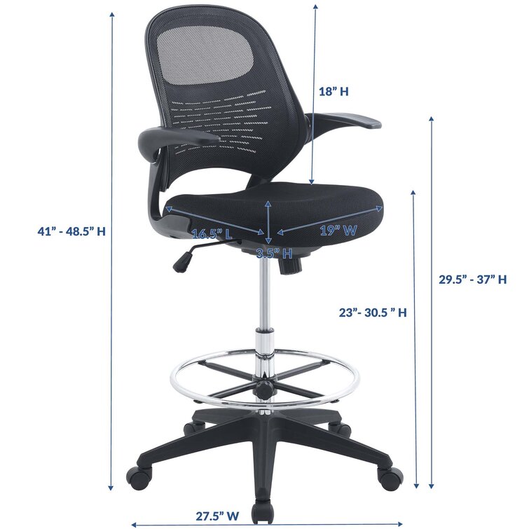 Inbox Zero Flip Top Ergonomic Mesh Drafting Swivel Desk Chair