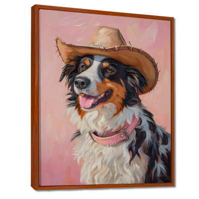 Cowboy Border Collie Dog In Austin - Dog Wall Art Print