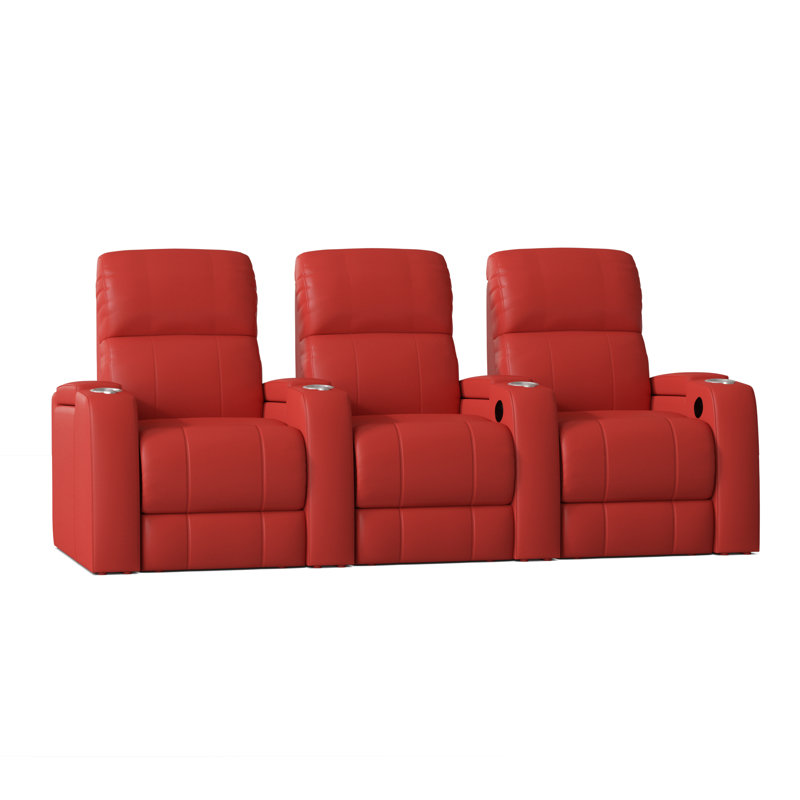 Upholstered Home Theater Seating with Cup Holder, Manual, Luxe Black