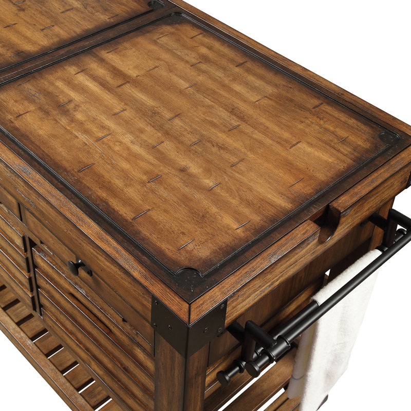 Distressed Chestnut Finish Kitchen Cart