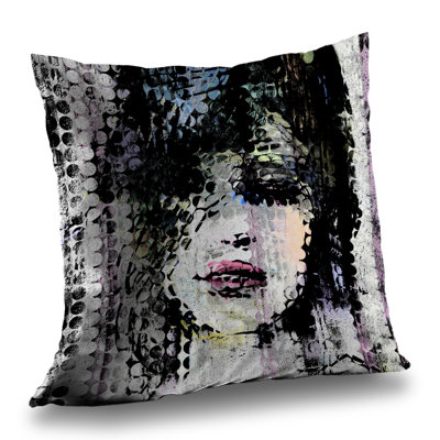 Abstract Colorful Woman Face Dot Throw | Figurative – Throw Pillow Cover Only, Double-Sided Print, Insert Not Included