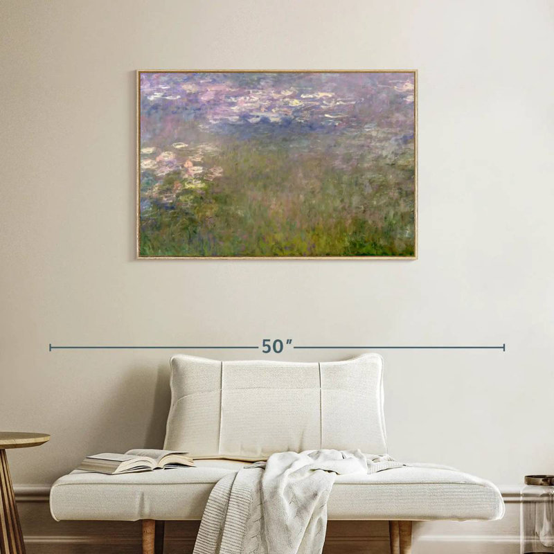 Nymphéas VI, Cadre flottant en bois naturel, 37 po x 25 po