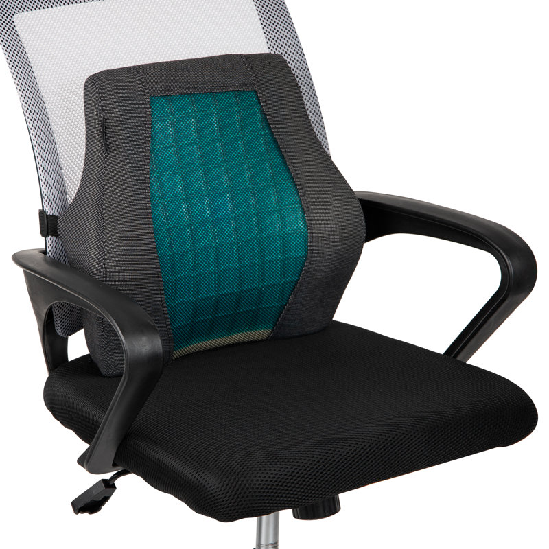 Coussin de soutien lombaire pour chaise de bureau et siège d'auto Mind Reader, mousse mémoire et gel rafraîchissant, soulagement des douleurs dorsales, améliore la posture, L 15,5 po x l 3,75 po x H 14 po, noir