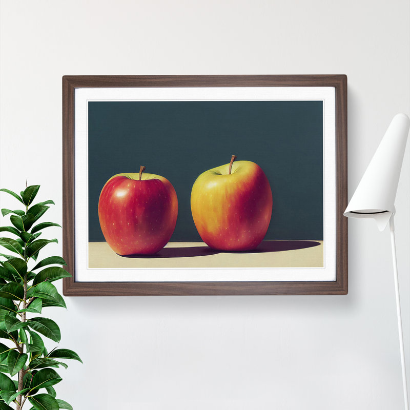 Two Apples Fruit Vol.3 - Framed Print, 34cm H x 46cm W x 2cm D, Walnut Framed