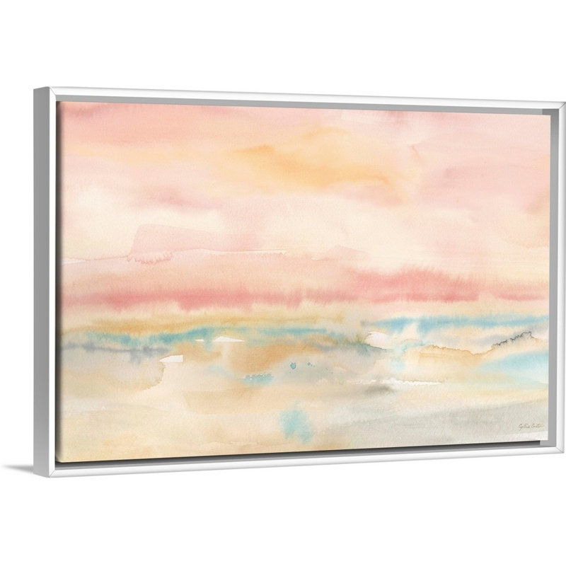Reproduction d’art sur toile « blush Seascape » par Cynthia Coulter, Toile encadrée flottée blanche