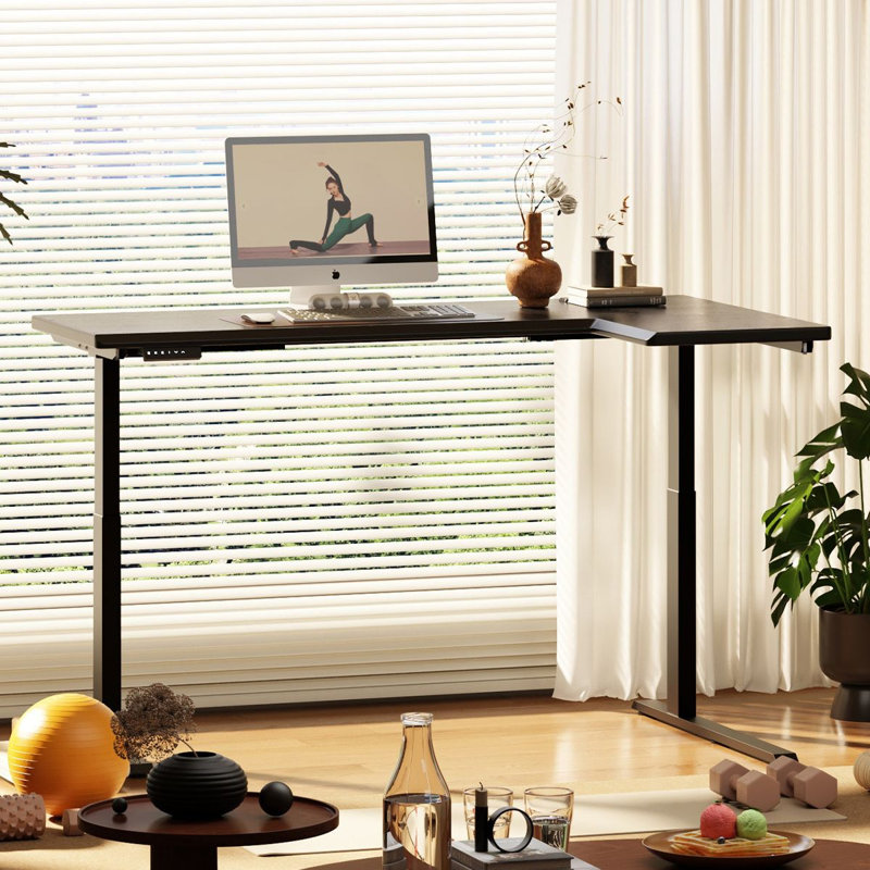 Bureau électrique en bois massif à hauteur réglable, 28.15"H*70.87"W*39.37"D