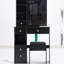 Petit meuble-lavabo avec tiroir à gauche 29,2 po orienté petit espace, très grand miroir coulissant, rangement multicouche, style américain, noir