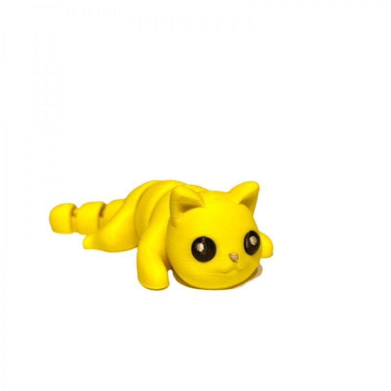 Figurine de chaton miniature imprimée en 3D, H 1 po x l 1 po x P 3,5 po, Jaune