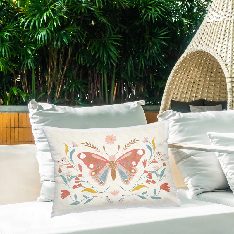 Coussin extérieur Boho Folk Butterfly